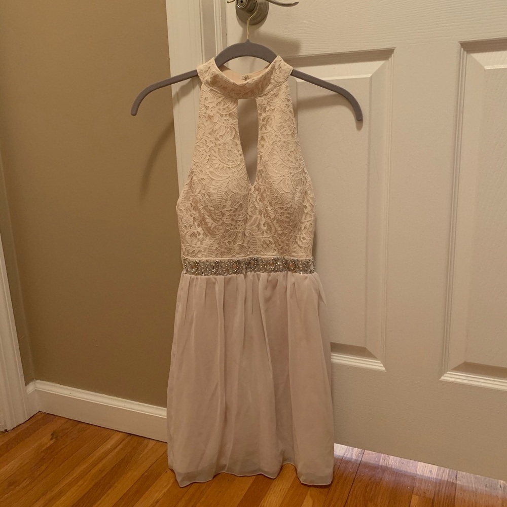 Speechless Juniors’ Cream-Colored Party Dress